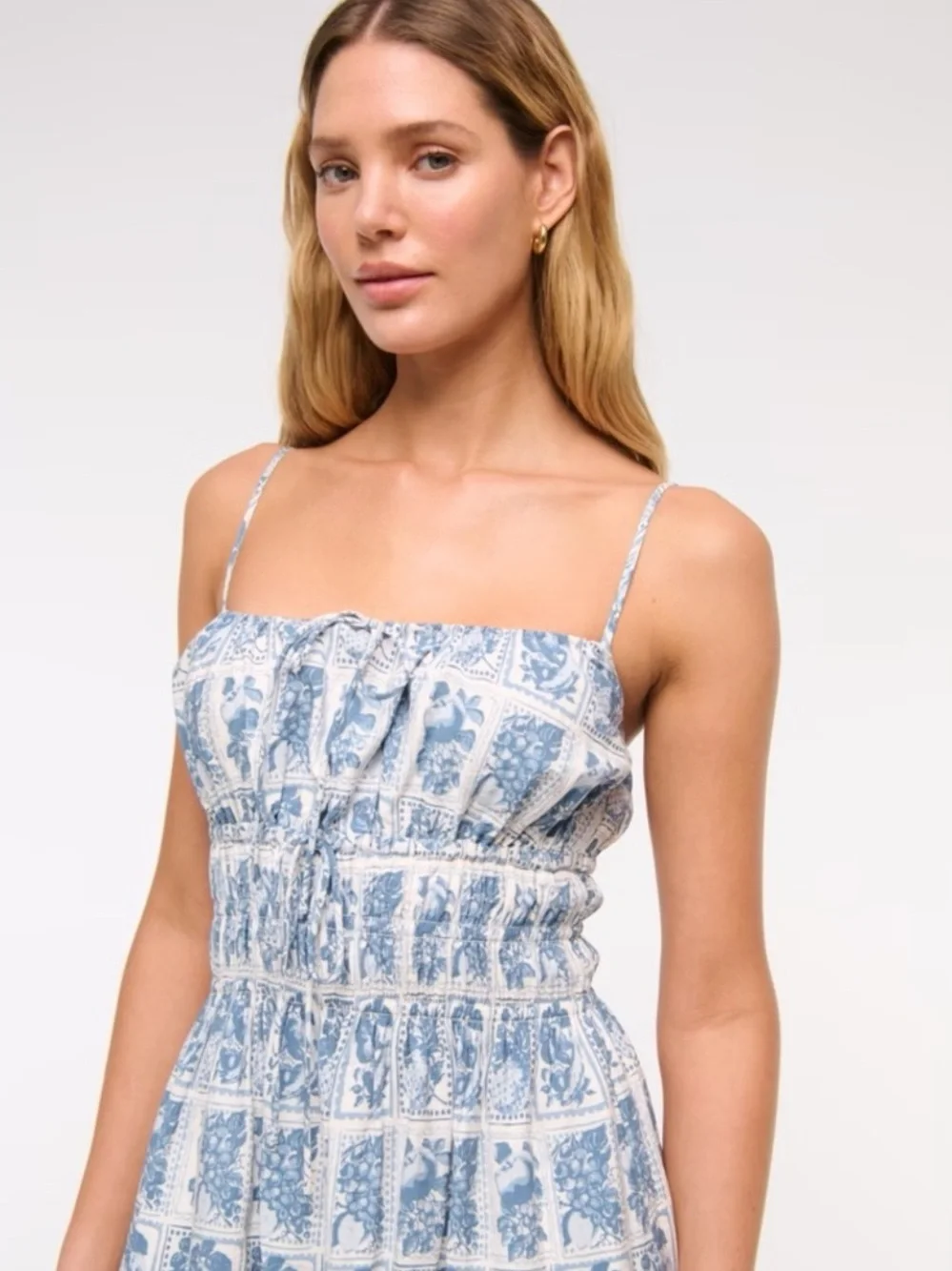 Abercrombie & Fitch NWT smocked tie front maxi dress